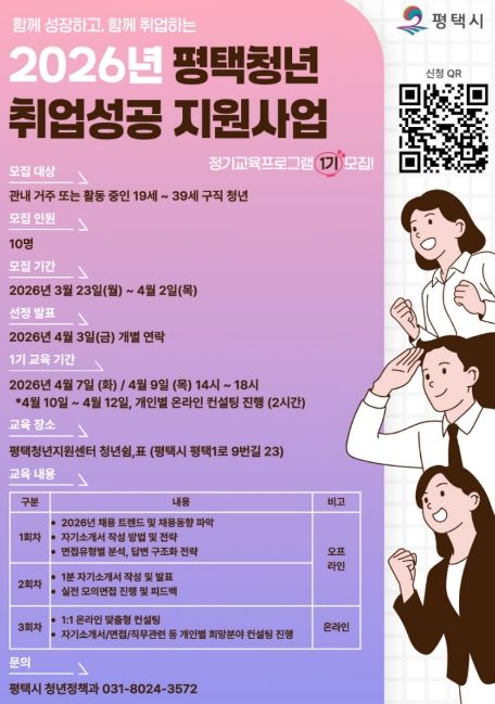2026년 ‘평택청년 취업 성공 지원사업’ 정기교육 1기 참여자 모집